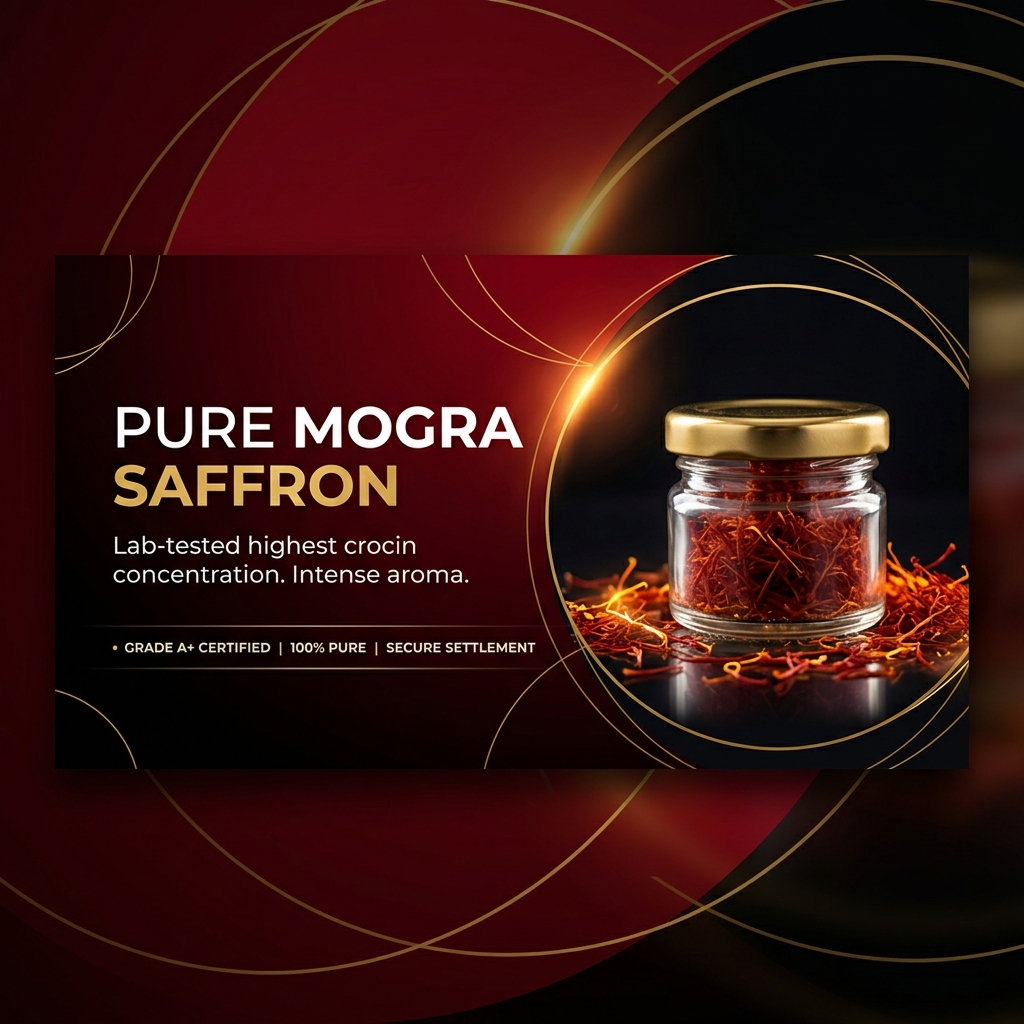 Pure Mogra Saffron - Grade A+ Certified, Highest Crocin Concentration.
