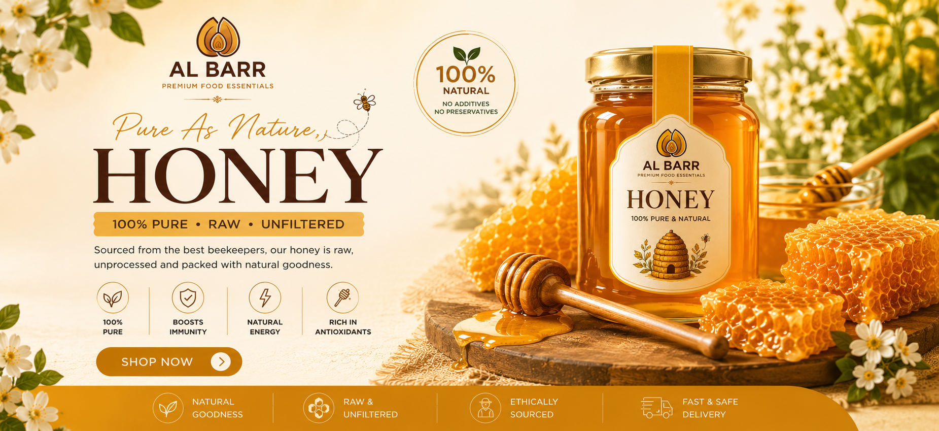 Pure Acacia Honey - Raw, Unfiltered & Organic