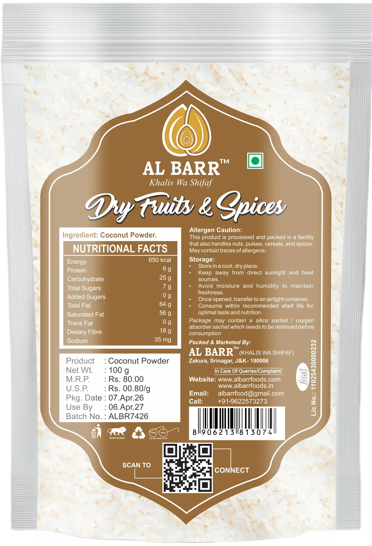 Coconut Powder - Detail View 2 | Al Barr Kashmir