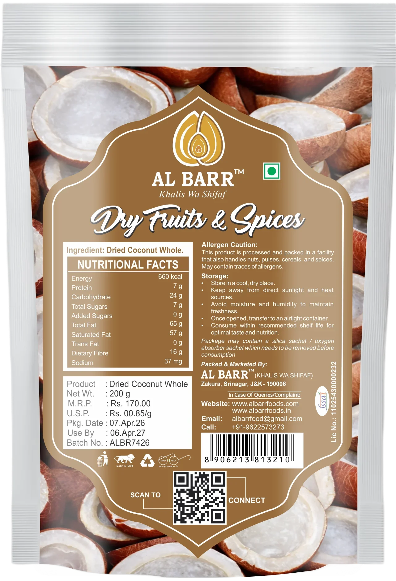 Dried Coconut Whole - Detail View 2 | Al Barr Kashmir