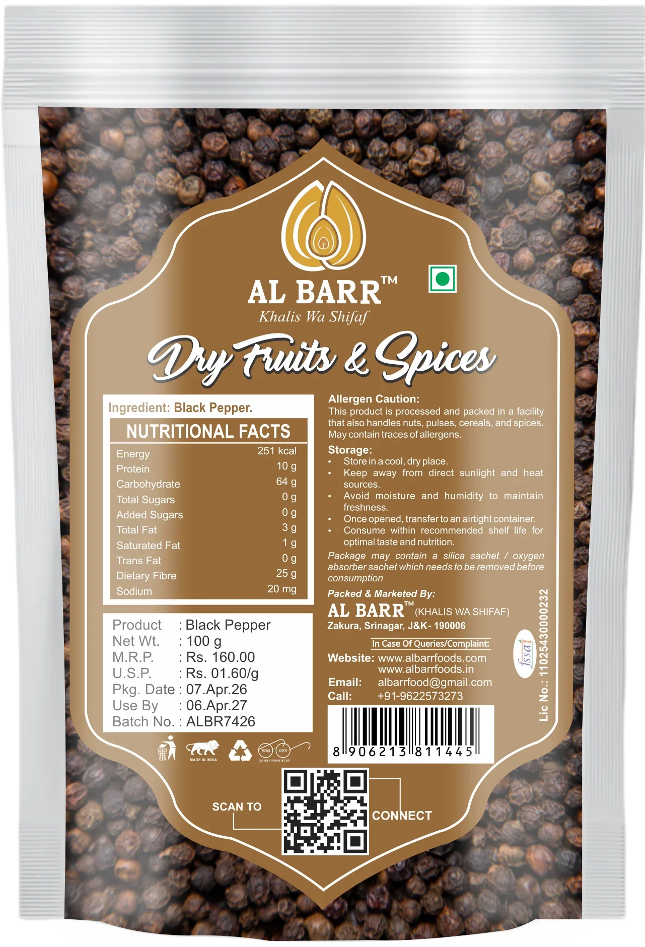 Black Pepper (Kali Mirch) - Detail View 2 | Al Barr Kashmir